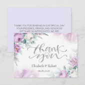 Carte De Remerciements Aquarelle violet Roses (Devant / Derrière)