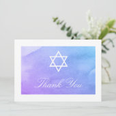 Carte De Remerciements Aquarelle violet Turquoise Bat mitzvah plat (Debout devant)