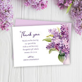 Carte De Remerciements Aquarelle violette Floral Lilac Élégant Baby showe