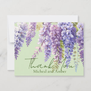Carte De Remerciements Aquarelle violette glycine florale lilas botanique