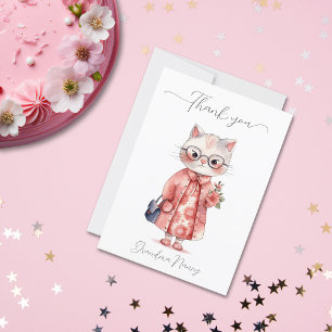 Carte De Remerciements Aquarelle Whimsical Granny Chat Floral