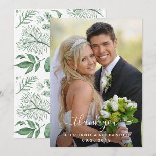 Carte De Remerciements Aquarelle Wild Feuilles Hunter Mariage vert