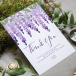 Carte De Remerciements Aquarelle Wisteria | BAT MITZVAH<br><div class="desc">Ce design présente d'élégantes fleurs de glycine aquarelle en lavande douce et violette avec des feuilles verts sur un arrière - plan blanc avec votre message de Merci Bat mitzvah ci-dessous. Personnalisez en modifiant le texte dans les zones de texte. Conçu pour vous par Evco Studio www.zazzle.com/store/evcostudio #batmitzvah #thankyou #Merci...</div>