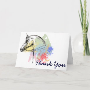 Carte De Remerciements Aquarelles de la tête de cheval