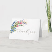 Carte De Remerciements Aquarelles Fleurs sauvages et Bleuet Rustique (Devant)