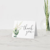 Carte De Remerciements Aquarelles vertes or vert feuille simple (Devant)