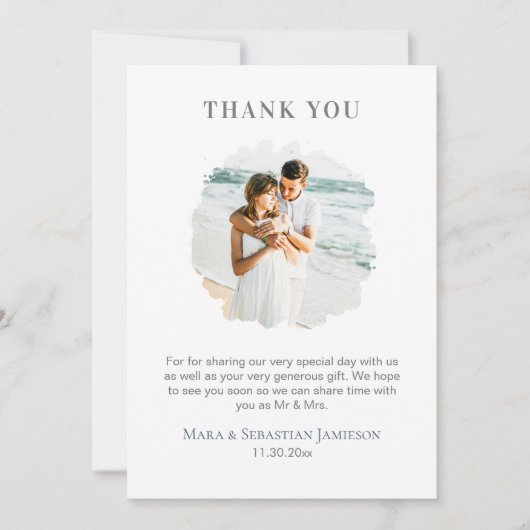 Carte De Remerciements *~* AR16 Elégant code QR PHOTO DO-IT-YOURSELF Mari (Devant)