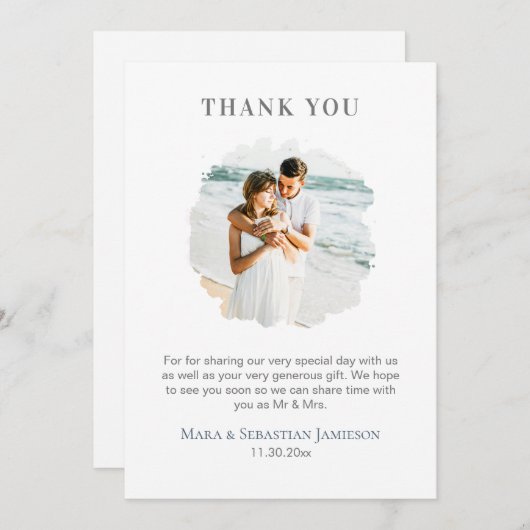 Carte De Remerciements *~* AR16 Elégant code QR PHOTO DO-IT-YOURSELF Mari (Devant / Derrière)