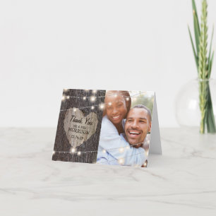 Carte De Remerciements Arbre à cœur sculpté Remerciement de mariage