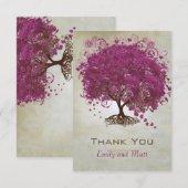 Carte De Remerciements Arbre à feuilles de coeur pourpre Mariage Remercie (Devant / Derrière)