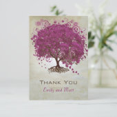 Carte De Remerciements Arbre à feuilles de coeur pourpre Mariage Remercie (Debout devant)