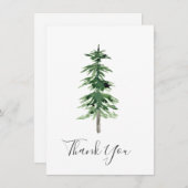 Carte De Remerciements Arbre à pin aquarelle (Devant / Derrière)