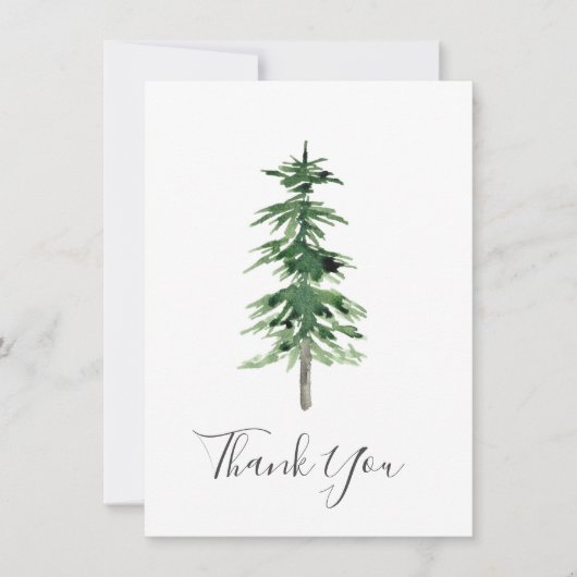 Carte De Remerciements Arbre à pin aquarelle (Devant)