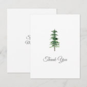 Carte De Remerciements Arbre à pin aquarelle (Devant / Derrière)