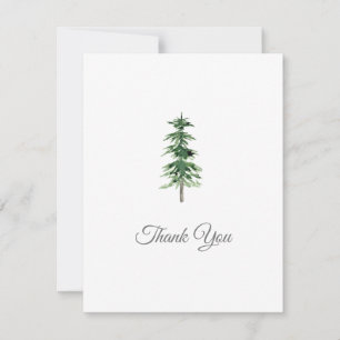 Carte De Remerciements Arbre à pin aquarelle