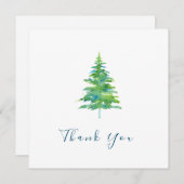 Carte De Remerciements Arbre à pin bleu vert (Devant / Derrière)