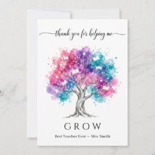 Carte De Remerciements Arbre aquarelle remerciement pour l'appréciation d