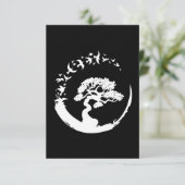 Carte De Remerciements arbre bonsaï japonais enso cercle oiseaux manche l (Debout devant)