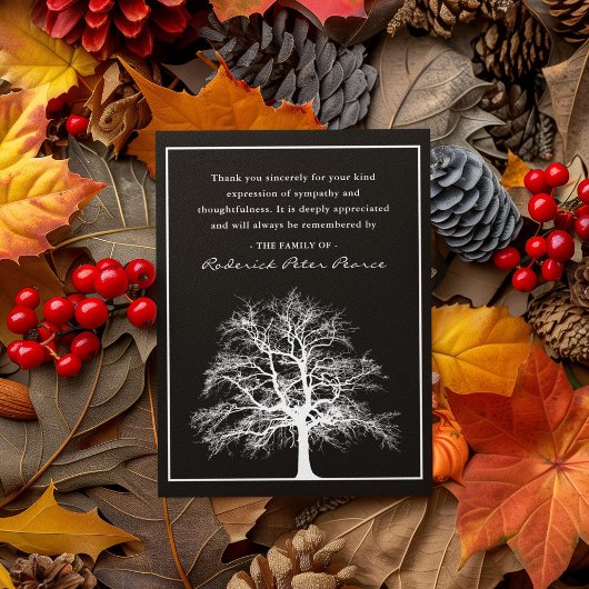Carte De Remerciements Arbre commémoratif élégant | Remerciement funérair