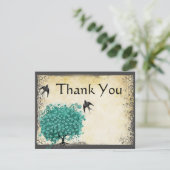 Carte De Remerciements Arbre de l'amour à feuille en forme de cœur vert m (Debout devant)