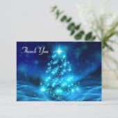 Carte De Remerciements Arbre de Noël bleu électrique moderne (Debout devant)