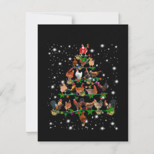 Carte De Remerciements Arbre de Noël de poulet éclairé par une lampe torc
