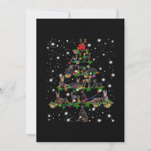 Carte De Remerciements Arbre De Noël Doberman Couvert De Lampe De Feu