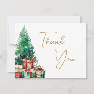 Carte De Remerciements Arbre de Noël Elegant Gold Script Business