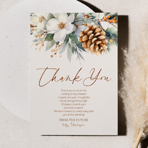 Carte De Remerciements Arbre de Noël Floral d'Hiver Shower de Mariage