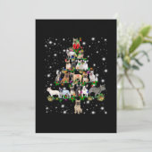 Carte De Remerciements Arbre De Noël Français Taureau Couvert De Lampe De (Debout devant)