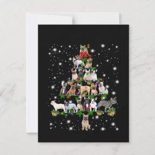 Carte De Remerciements Arbre De Noël Français Taureau Couvert De Lampe De