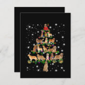 Carte De Remerciements Arbre de Noël Golden Retriever recouvert par Flash (Devant / Derrière)