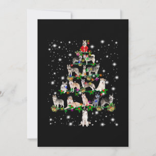 Carte De Remerciements Arbre De Noël Husky Couvert De Flamme De Feu