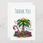 Carte De Remerciements Arbre de Noël Palmier Tropical (Devant / Derrière)