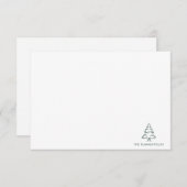 Carte De Remerciements Arbre de Noël Sketch Holiday Simple Custom (Devant / Derrière)