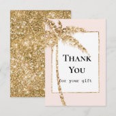 Carte De Remerciements Arbre de palmier tropical pailleté or (Devant / Derrière)