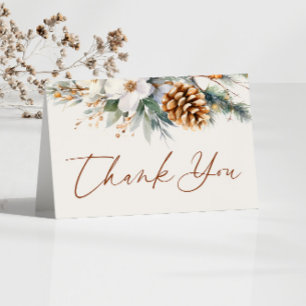 Carte De Remerciements Arbre de pin hivernal floral Baby Shower de mariag