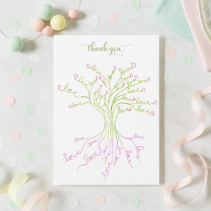 Carte De Remerciements Arbre de Vie Amour Vert Élégant Moderne Mignon