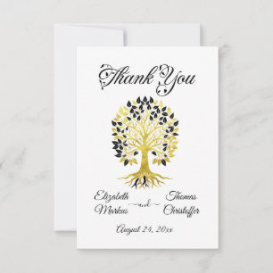 Carte De Remerciements Arbre d'or de la vie Mariage sophistiqué intempore