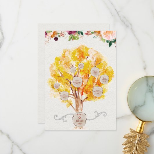 Carte De Remerciements Arbre généalogique Feuilles d'érable Généalogie Ca (Devant/Arrière en situation)