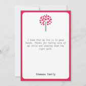 Carte De Remerciements Arbre grand crayon / Appréciation de l'enseignant (Dos)