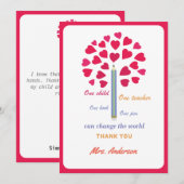 Carte De Remerciements Arbre grand crayon / Appréciation de l'enseignant (Devant / Derrière)