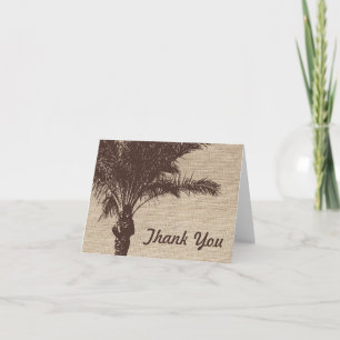 Carte De Remerciements Arbre Palmier en Toile de Jute Marron