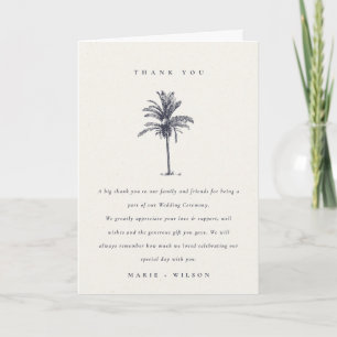 Carte De Remerciements Arbre tropical rustique Palmier Kraft Navy Mariage