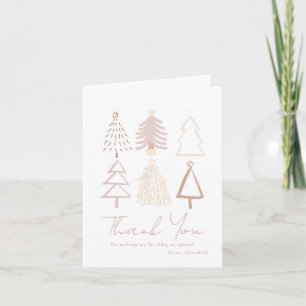 Carte De Remerciements Arbres de Noël Boho Rose Poussiéreux Anniversaire