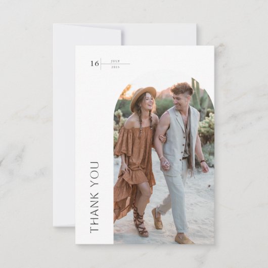 Carte De Remerciements Arc Classique Photo Boho Mariage Couples Douche (Devant)