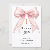Carte De Remerciements Arc de confirmation en perles roses et croix dorée (Devant)