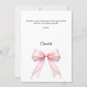 Carte De Remerciements Arc de confirmation en perles roses et croix dorée (Dos)