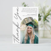 Carte De Remerciements Arc de script Décontracté moderne photo Graduation (Debout devant)