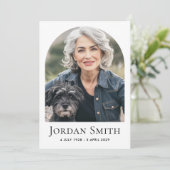 Carte De Remerciements Arc élégant classique blanc photo funéraire sympat (Debout devant)